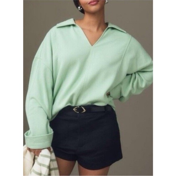 Pilcro Tops - Anthropologie Pilcro Oversized Green Collared Sweatshirt